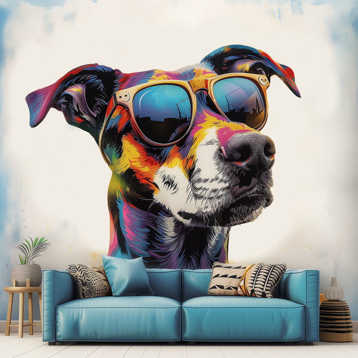 Product gallery view of Border Collie in Glasses Wall Sticker.