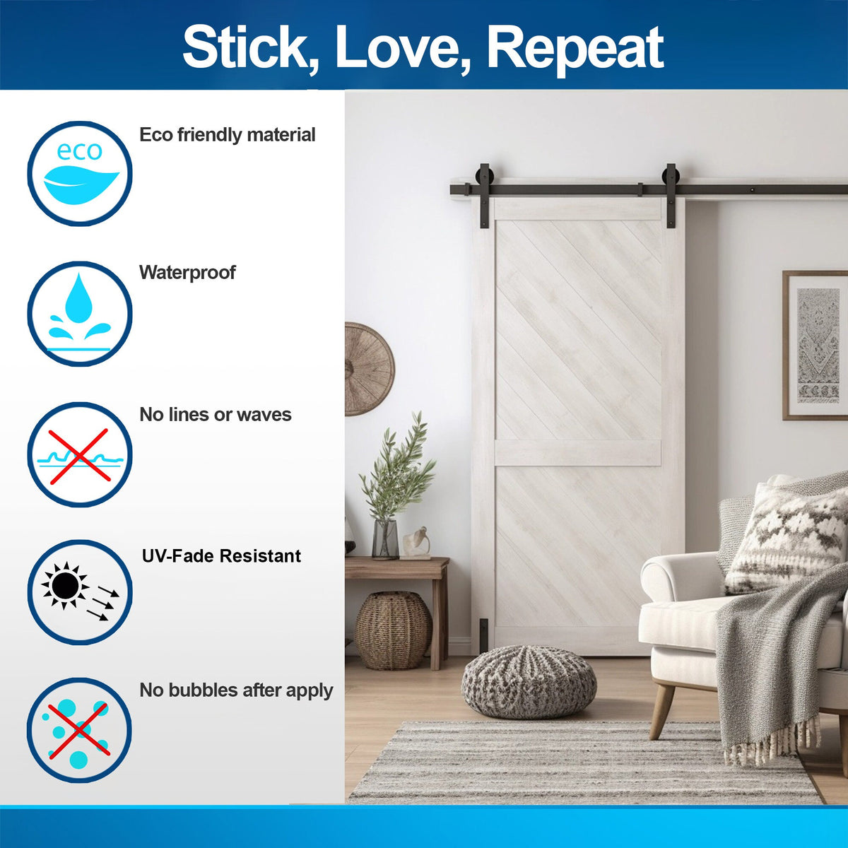 Alternate product view of White Barn Door Wallpaper Decal.