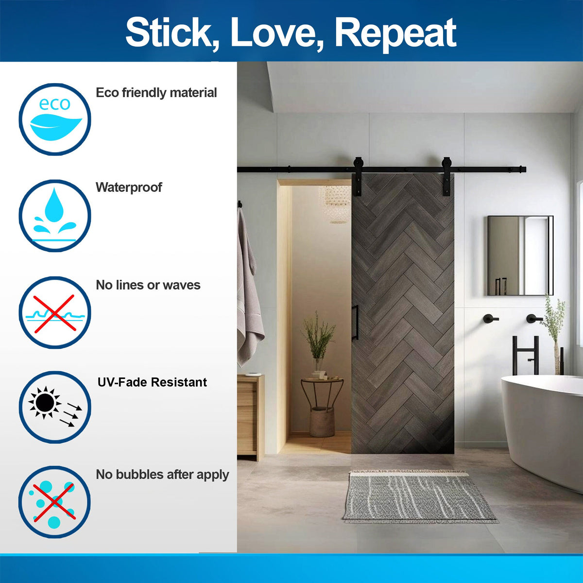 Alternate product view of Dark Brown Barn Door Wallpaper Sticker.