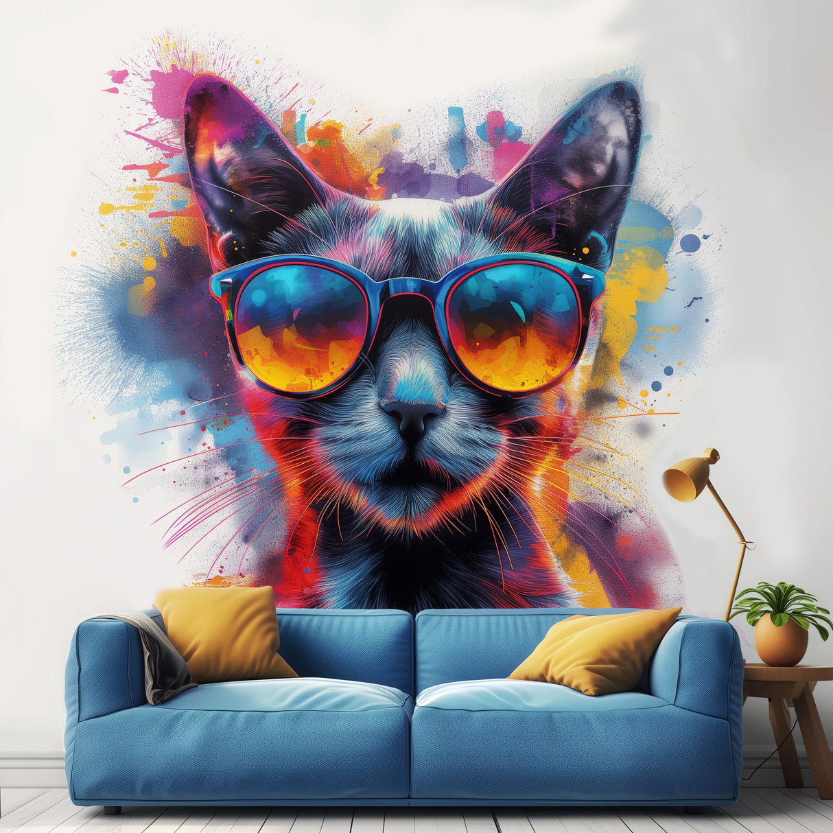 Alternate product view of Cat with Sunglasses Wall Decal.