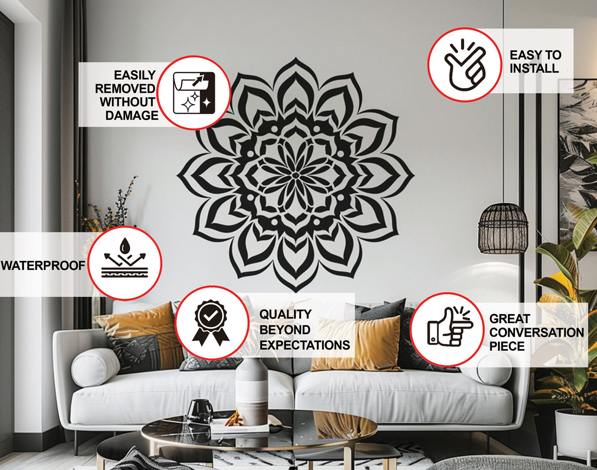 Alternate product view of Mandala Wall Sticker for Meditation and Yoga Spaces.