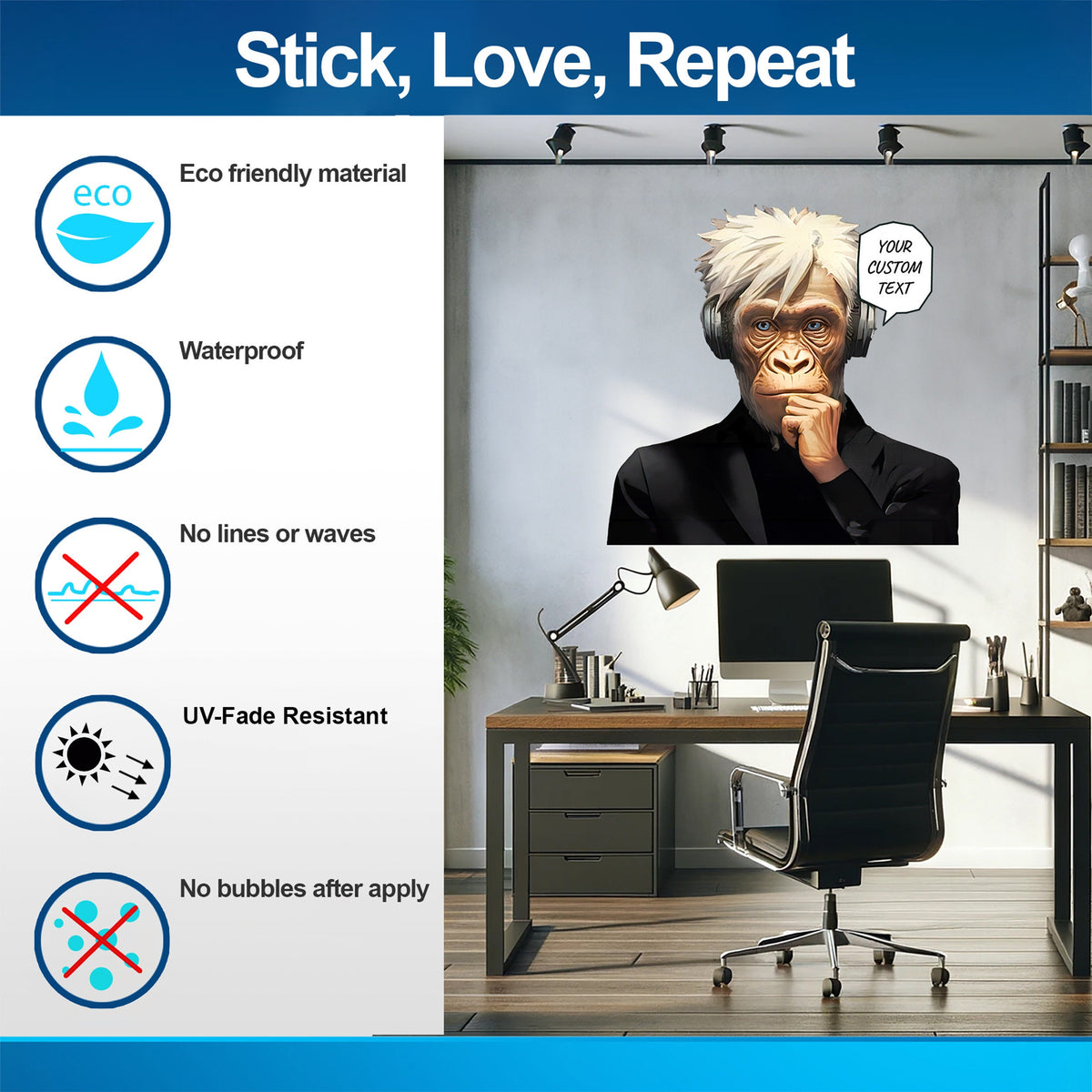 Additional product view of Wise Thinking Monkey Sticker.