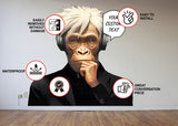 Wise Thinking Monkey Sticker - DJ Chimp in Headphones Wall Decal.