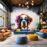 Alternate product view of Colorful St. Bernard with Glasses Wall Decal.