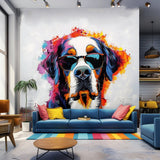 Alternate gallery view of Colorful St. Bernard with Glasses Wall Decal.