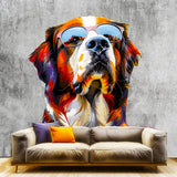 Alternate product view of Thoughtful St. Bernard in Glasses Wall Decal.
