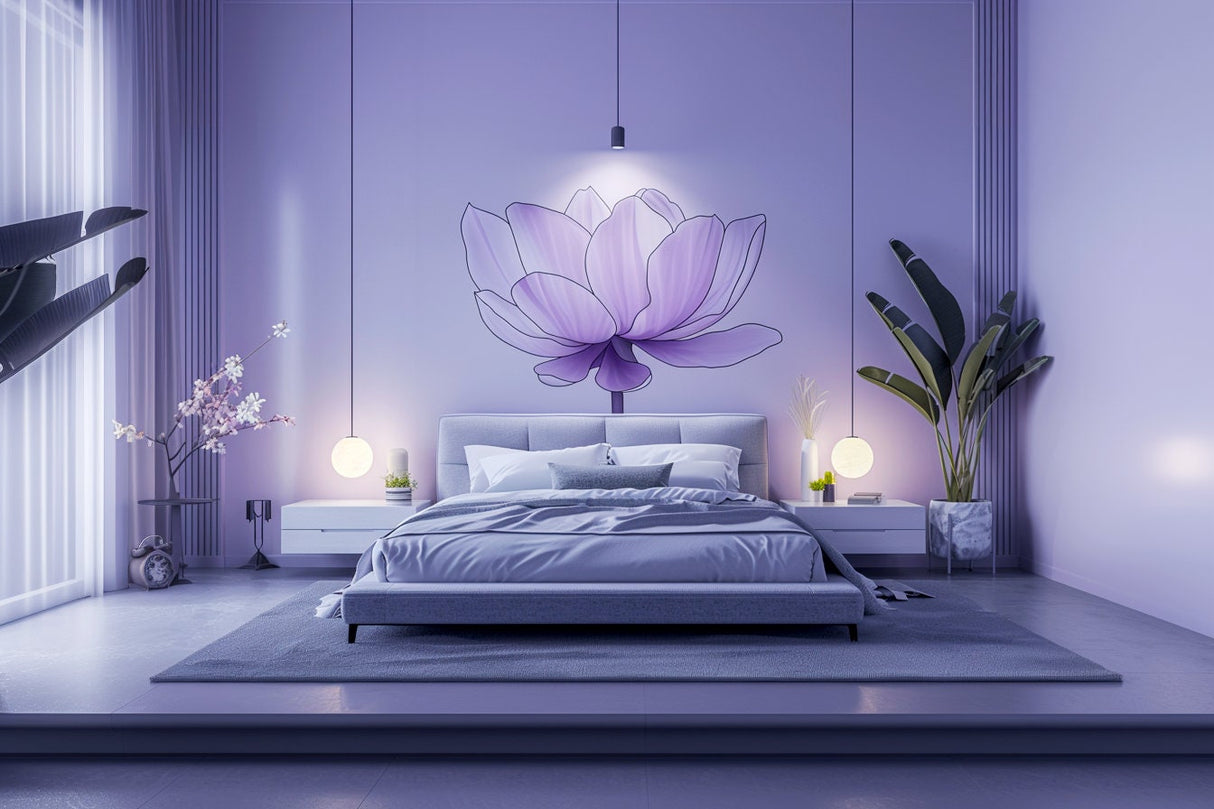 Alternate product view of Purple Lotus Flower Wall Decal.