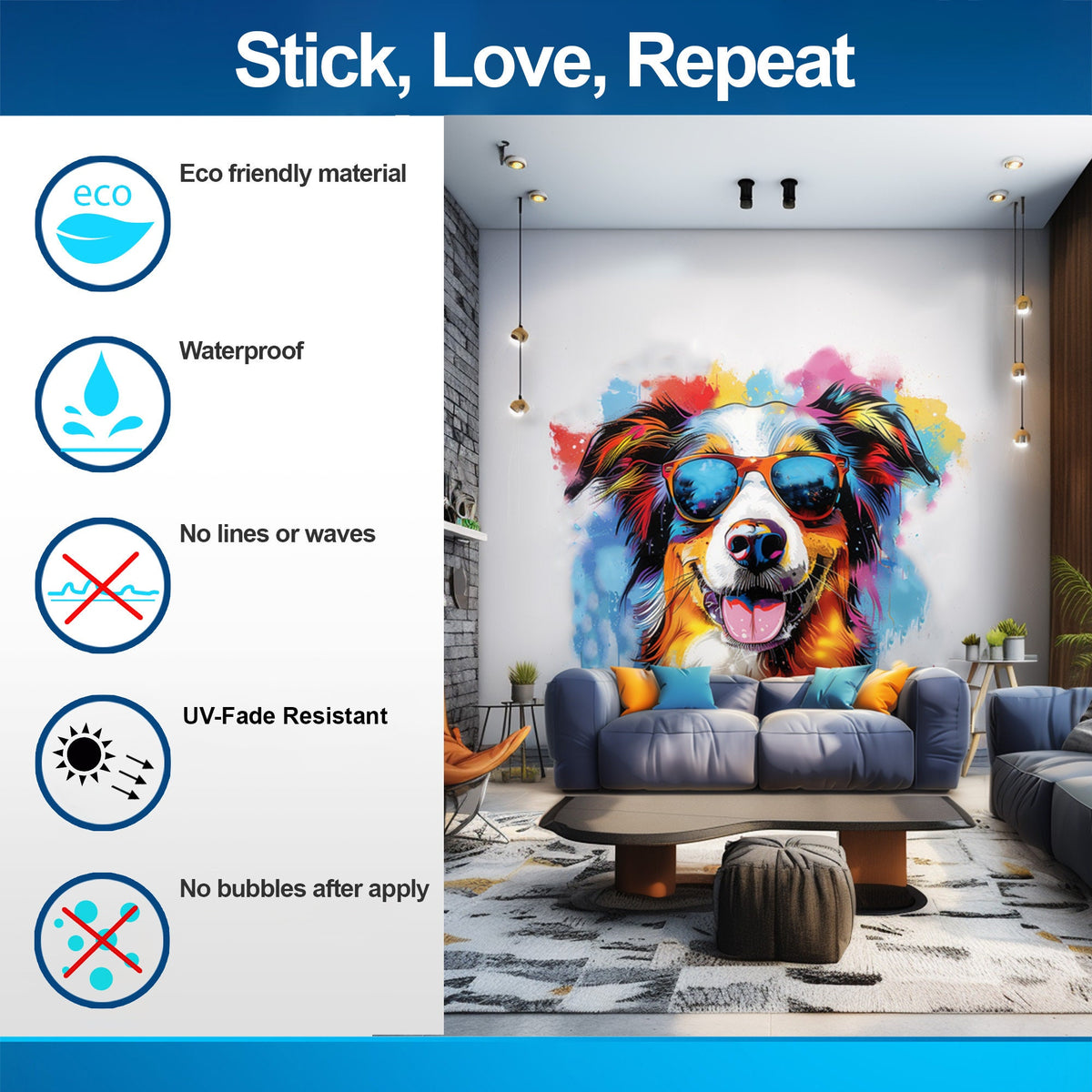 Alternate gallery view of Australian Shepherd in Sunglasses Wall Sticker.