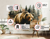 Bear in Forest Wall Sticker - Textured Art Vinyl Nature Bruin Decal Mural.