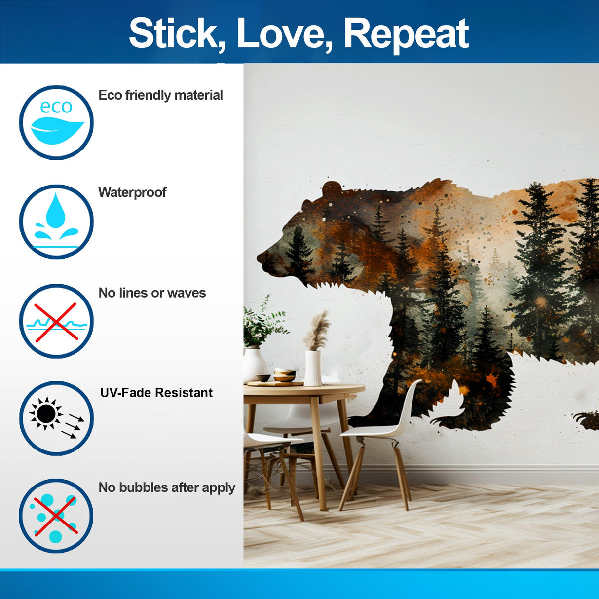 Alternate gallery view of Autumn Forest Bear Silhouette Wall Sticker.