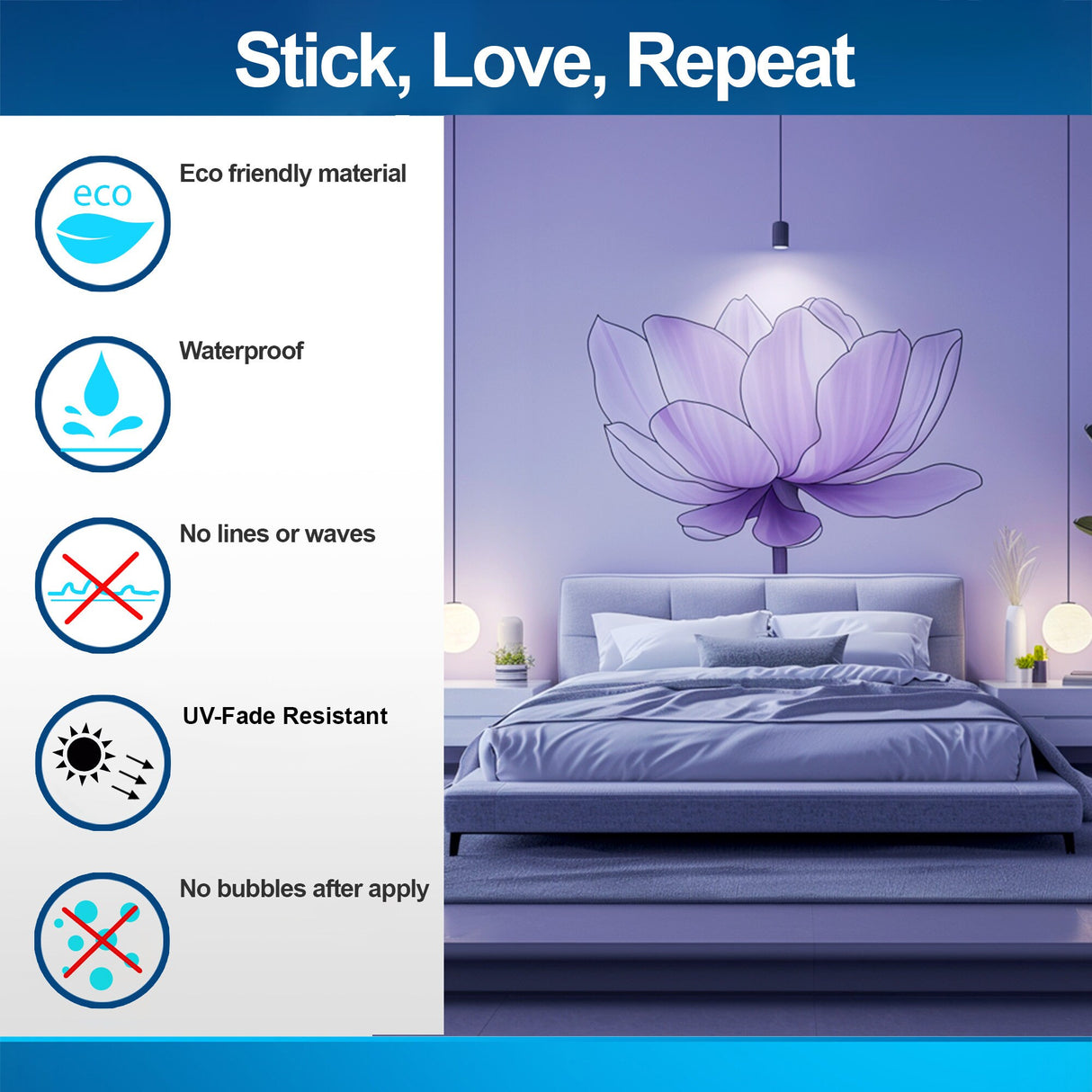 Product gallery view of Purple Lotus Flower Wall Decal.