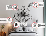 Alternate product view of Elegant Monochrome Lily Flower Wall Decal.