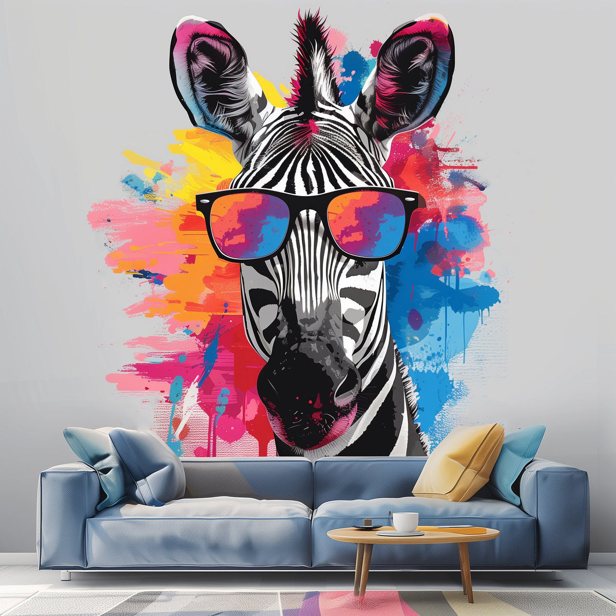 Alternate product view of Whimsical Zebra in Glasses Wall Decal.