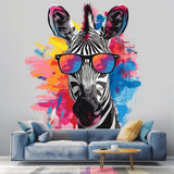 Alternate product view of Whimsical Zebra in Glasses Wall Decal.