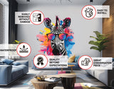 Colorful zebra wearing glasses wall sticker in an alternate product view.