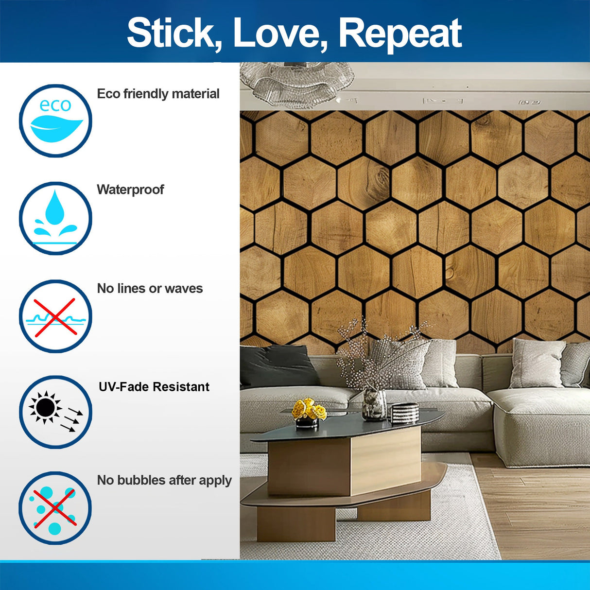 Product gallery view of Hexagon Wallpaper Decals.