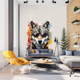 Product gallery view of Colorful Wolf Wall Sticker Decals with Sunglasses.