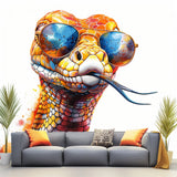 Alternate product view of Vibrant Watercolor Orange Snake Sticker Decals with Glasses.