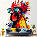 Alternate product view of Vibrant Watercolor Chicken Art Sticker Decals.
