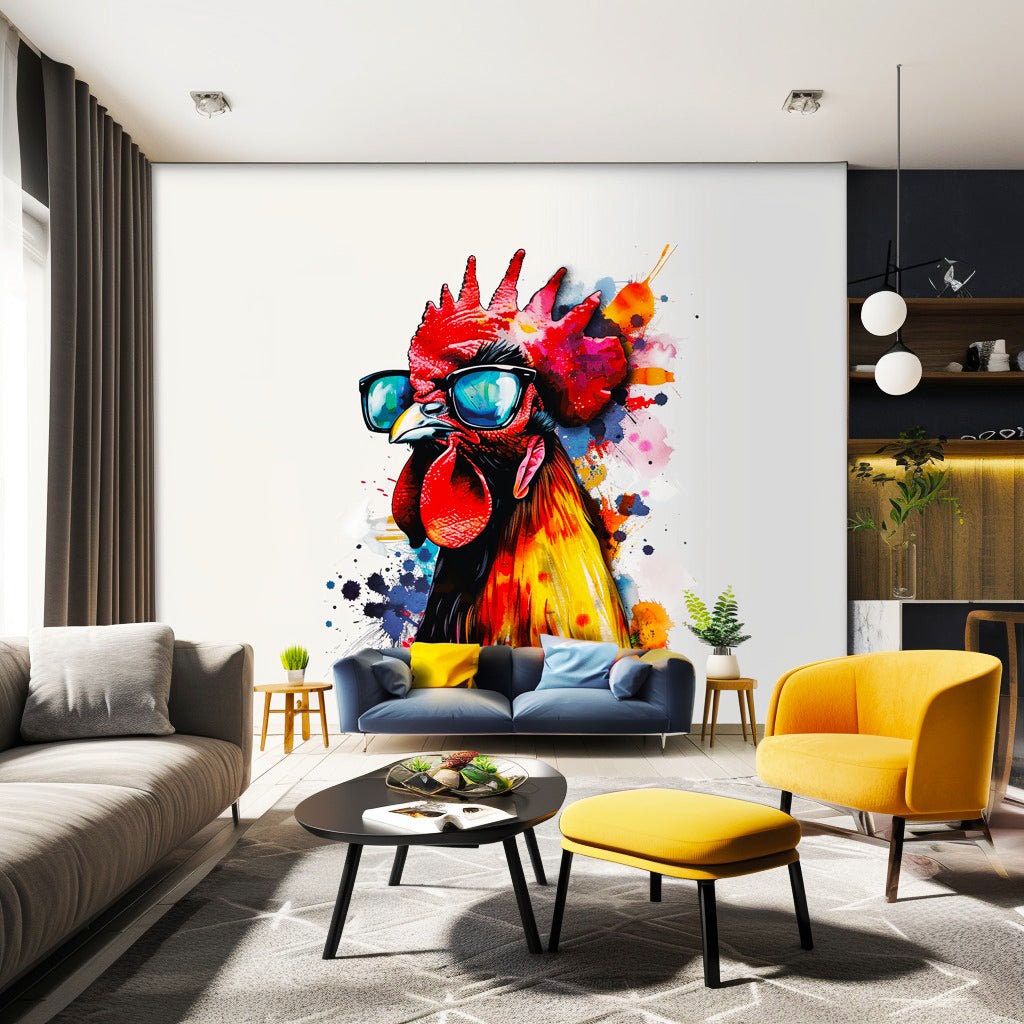 Product gallery view of Vibrant Watercolor Chicken Art Sticker Decals.