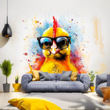Alternate product view of Cute Baby Chicken with Glasses Wall Decal.