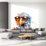 Product gallery view of Vibrant Watercolor Bald Eagle with Glasses Wall Decal.