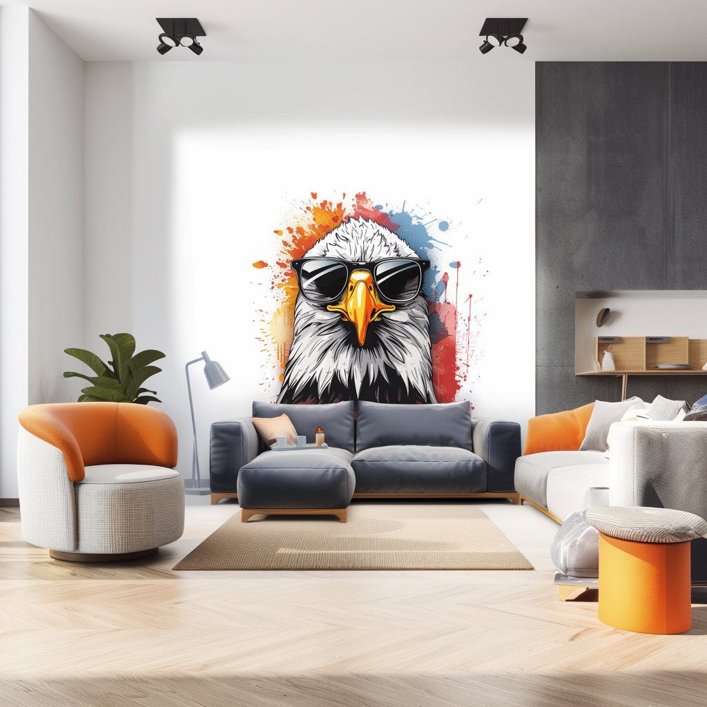 Product gallery view of Serious Bald Eagle with Sunglasses Wall Sticker Decals.