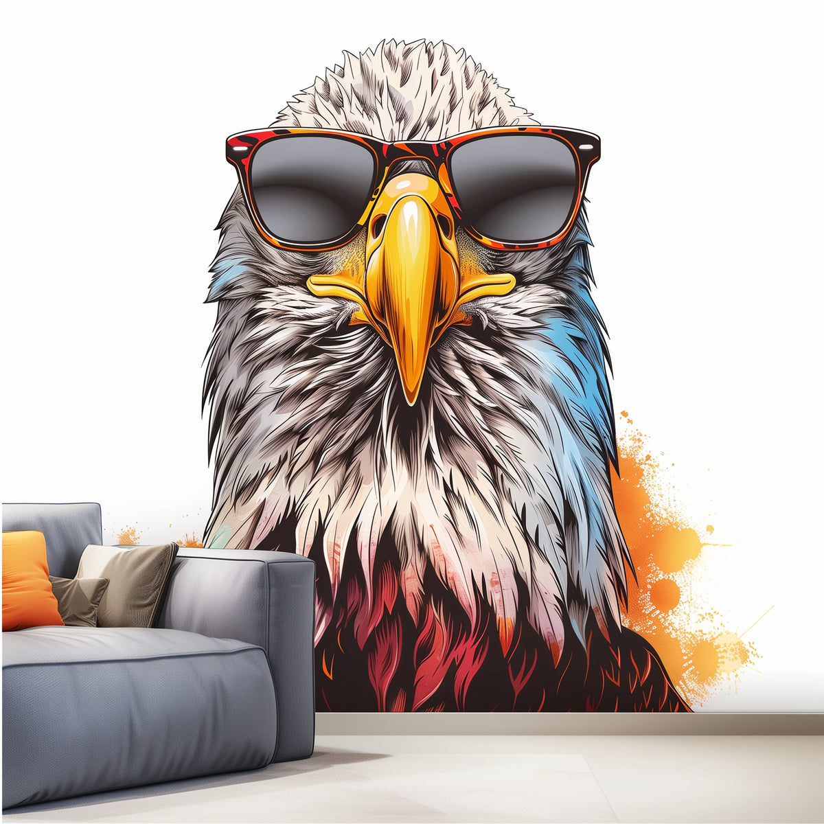 Alternate product view of Bald Eagle with Sunglasses Wall Sticker Decal.