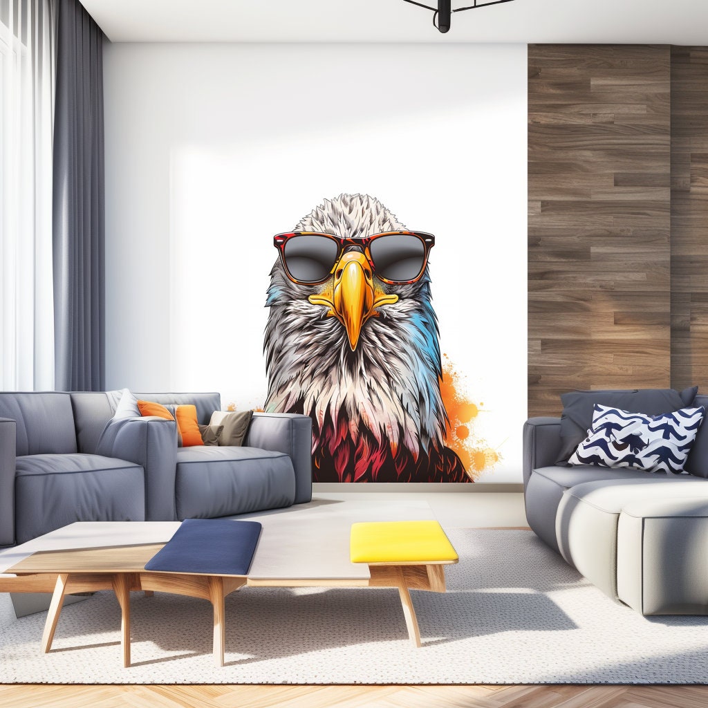 Product gallery view of Bald Eagle with Sunglasses Wall Sticker Decal.