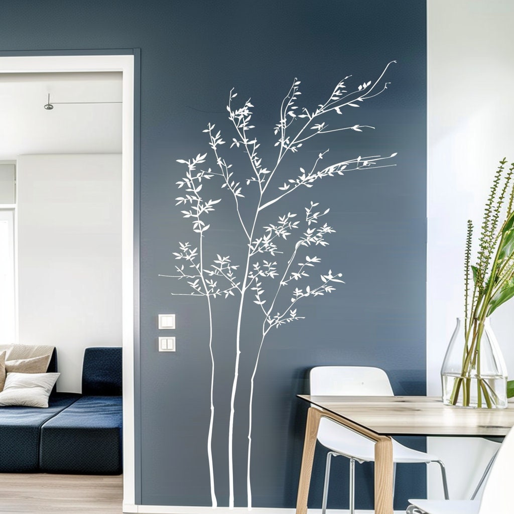 Minimalist White Branch Wall Sticker Decal displayed in a room setting.
