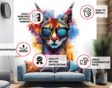 Alternate product view of Vibrant Maine Coon Cat Wall Sticker with Sunglasses.