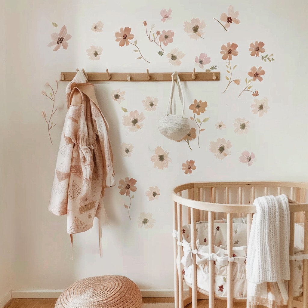 Alternate product view of Boho Nursery Floral Flower Wall Decals.