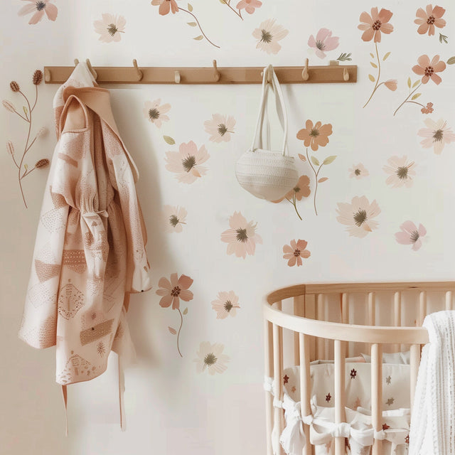 Boho Nursery Floral Flower Wall Decals - Removable Floral Nursery Wall Stickers