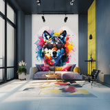 Product gallery view of Watercolor Wolf Wall Sticker with Sunglasses.