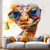 Alternate product view of Vibrant Orange Snake with Glasses Wall Decal.