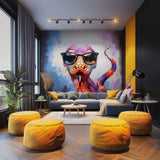 Product gallery view of Vibrant Purple Snake with Glasses Wall Decal.