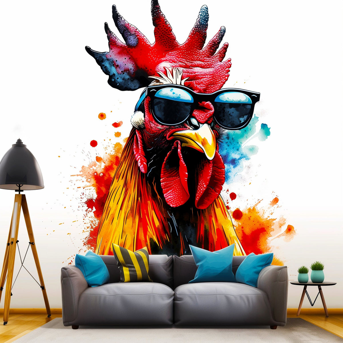 Alternate product view of Colorful Poultry Wall Sticker Decals with Sunglasses.