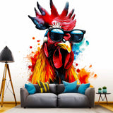Alternate product view of Colorful Poultry Wall Sticker Decals with Sunglasses.