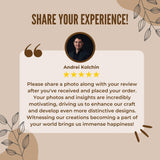 Customer testimonial quote about sharing experiences with a photo review, featuring Andrei Kolchin.