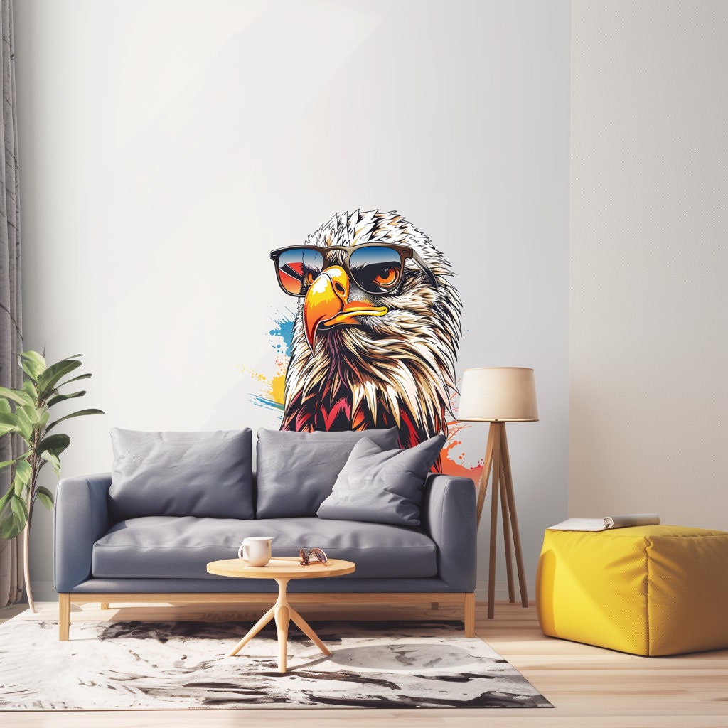 Product gallery view of Bald Eagle with Sunglasses Wall Decal.