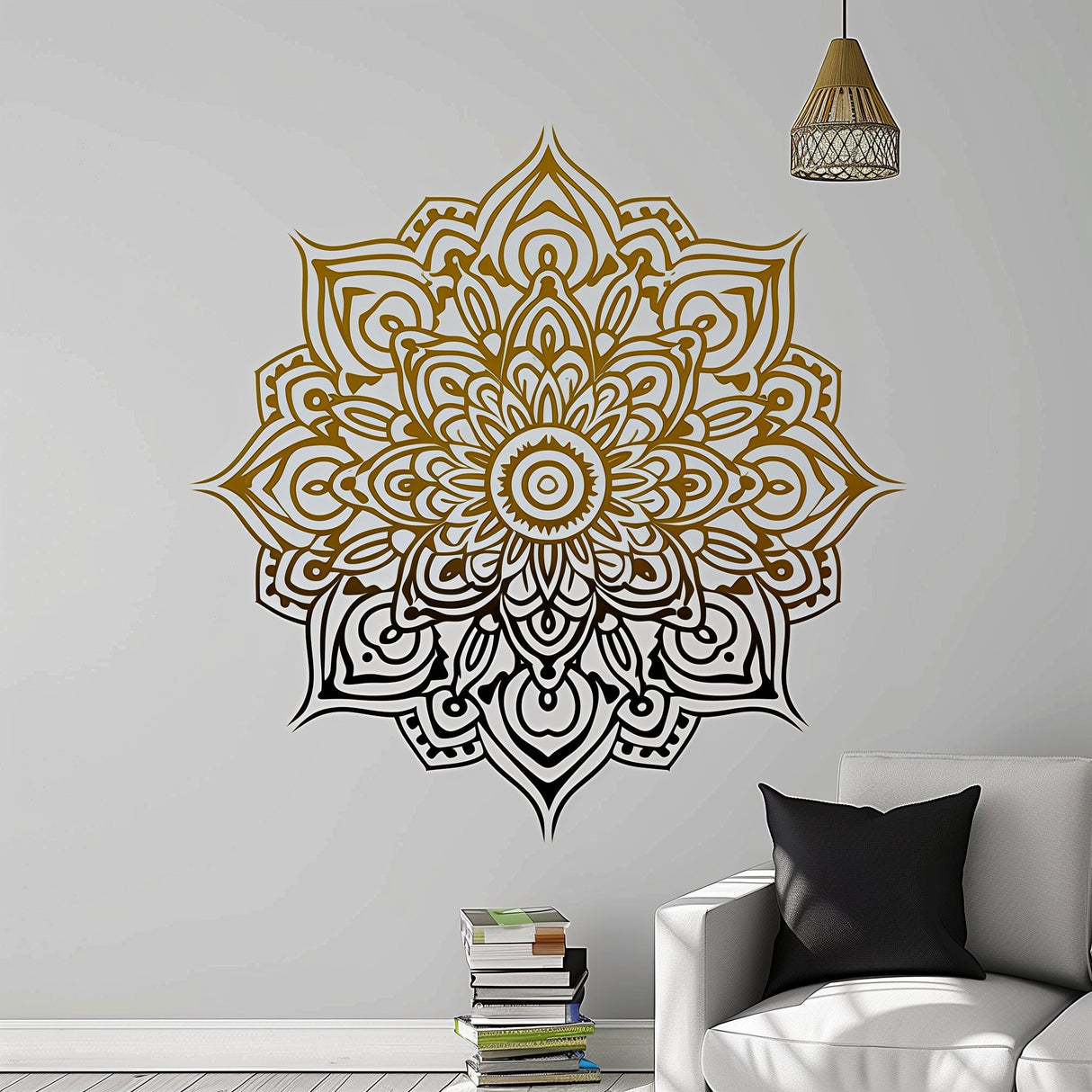 Additional product view of Gold and Black Gradient Mandala Wall Sticker Decals.