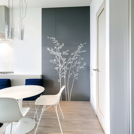 Minimalist White Branch Wall Sticker Decal displayed in a room setting.