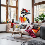 Alternate product view of Downy Woodpecker in Glasses Watercolor Art Sticker Decals.