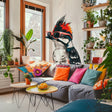 Downy Woodpecker in Glasses Colorful Stencil Style Wall Sticker Decals - Unique Room Decor for Kids and Nursery.