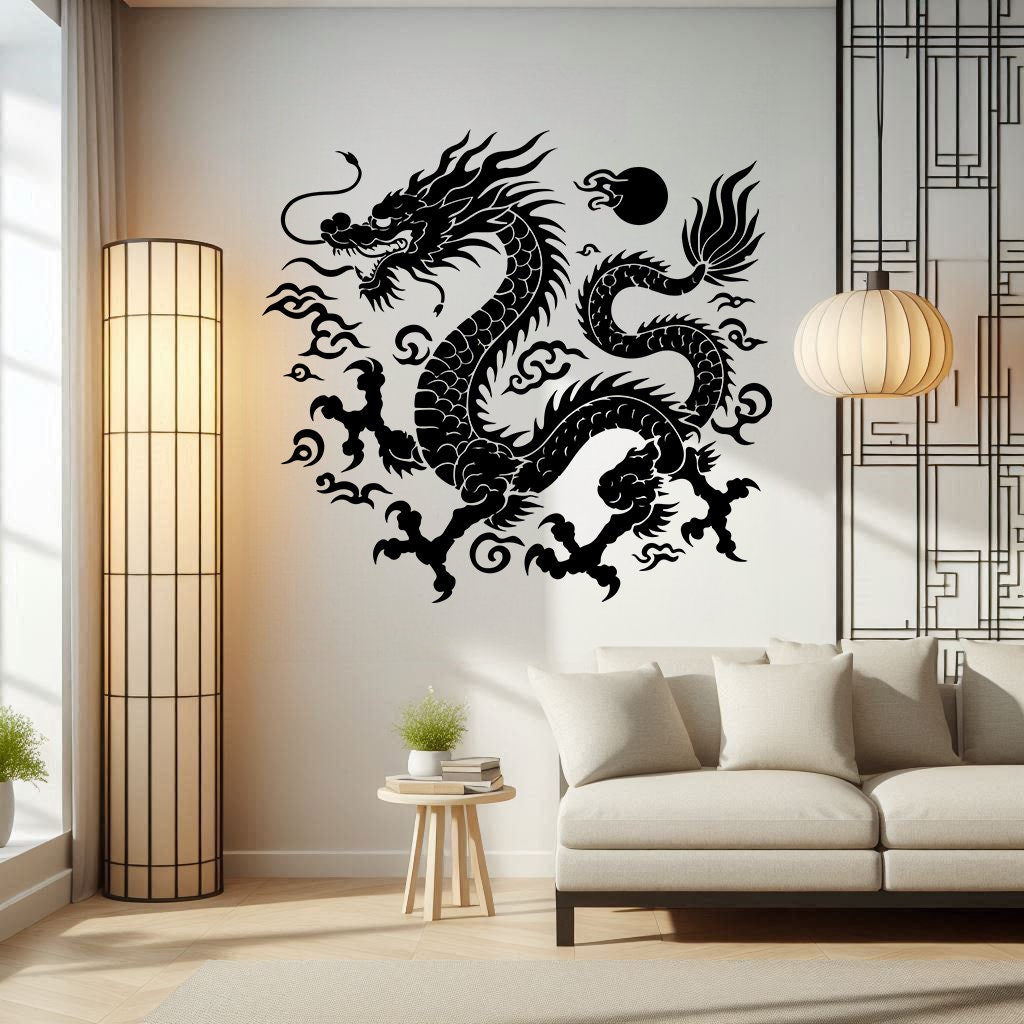 Alternate product view of Intricate Chinese Dragon Wall Decal Sticker.