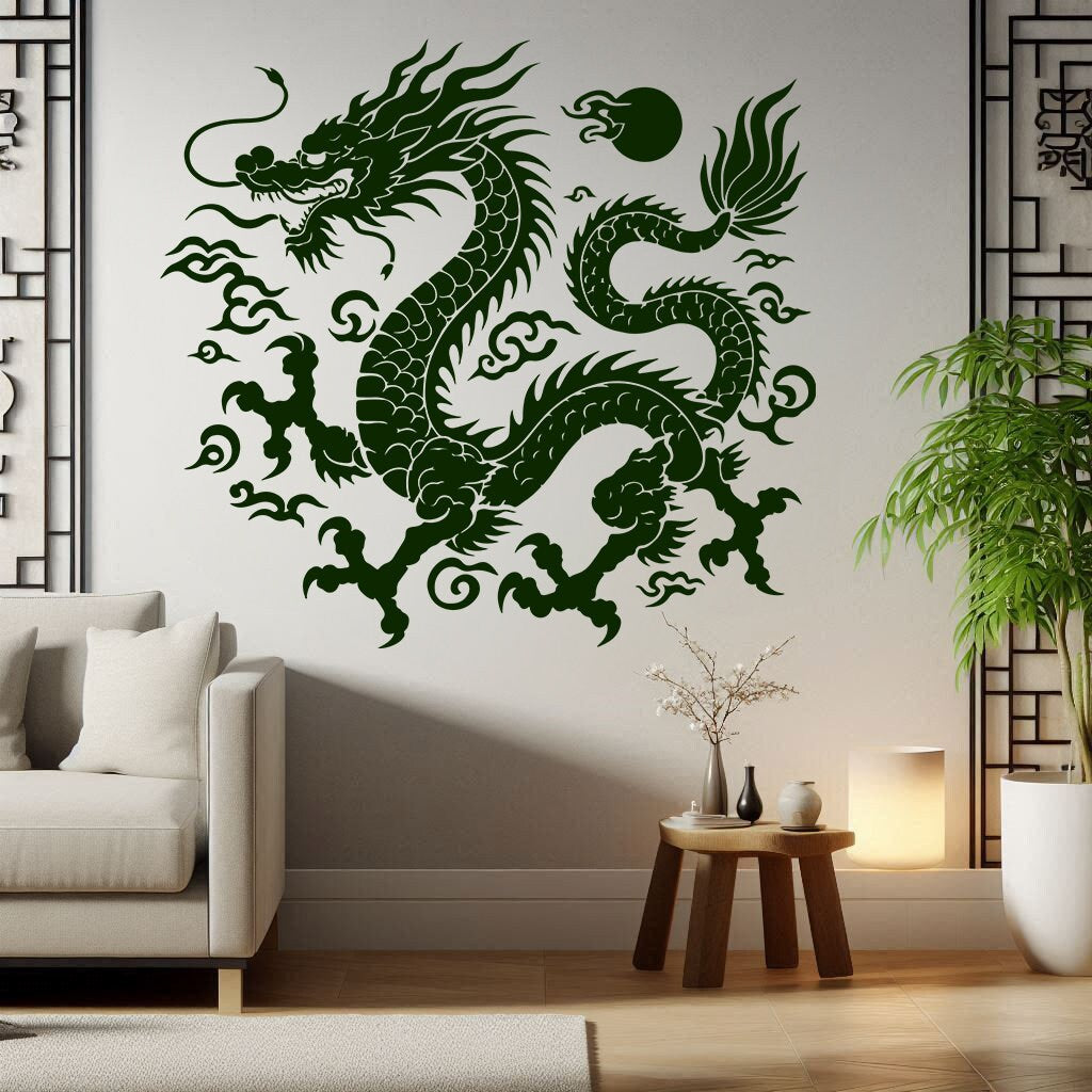 Product gallery view of Intricate Chinese Dragon Wall Decal Sticker.