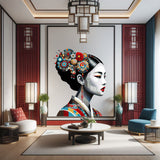 Alternate product view of Colorful Asian Woman Portrait Wall Decal.
