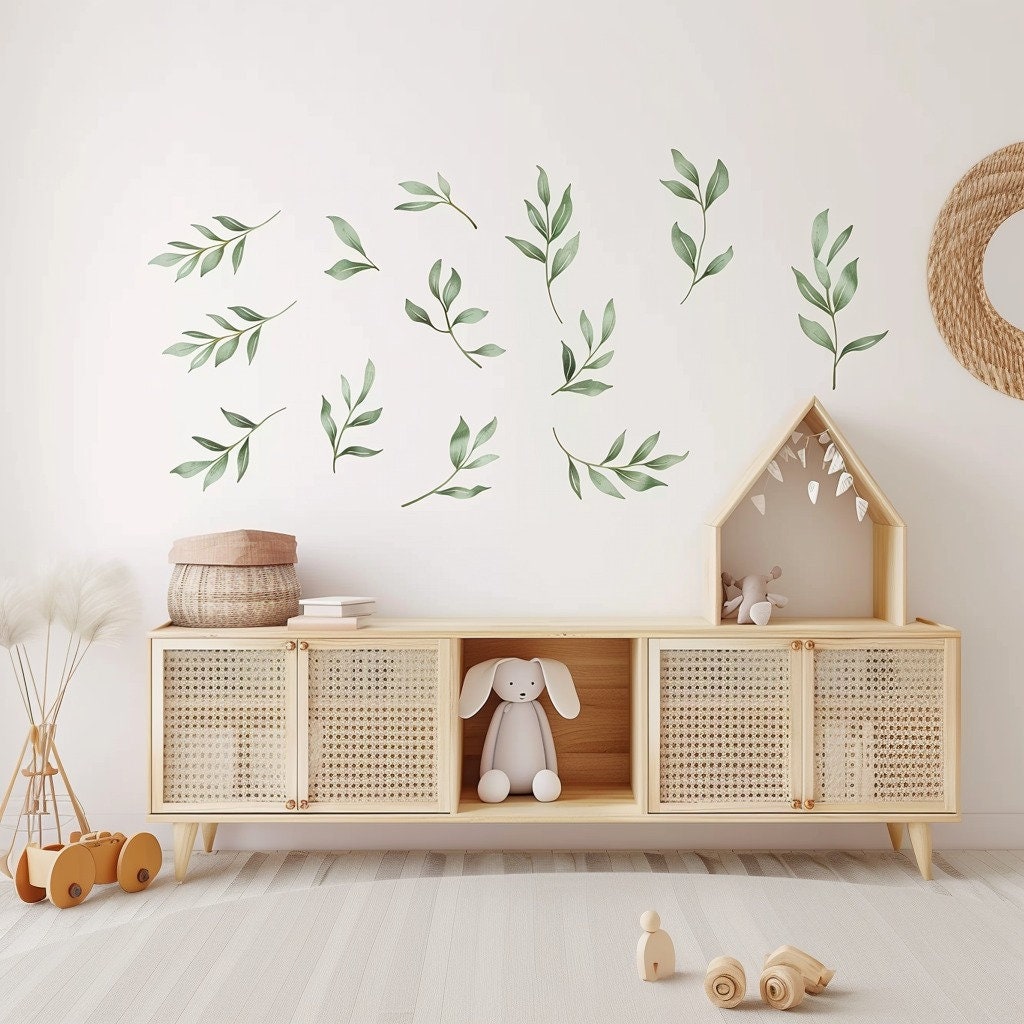 Alternate gallery view of Watercolor Leaf Wall Decals.