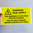 Product view of 6x Dual Supply Warning Label Sticker.
