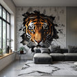Realistic tiger face wall decal with a printed 3D portrait effect